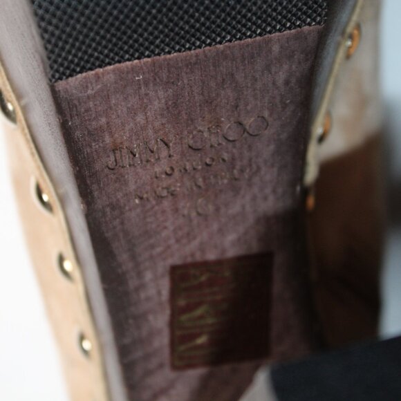 NWOB Jimmy Choo Studded Peep Toe Suede Ankle Booties Urge Pumps Heeled Clogs 40 - Picture 8 of 8